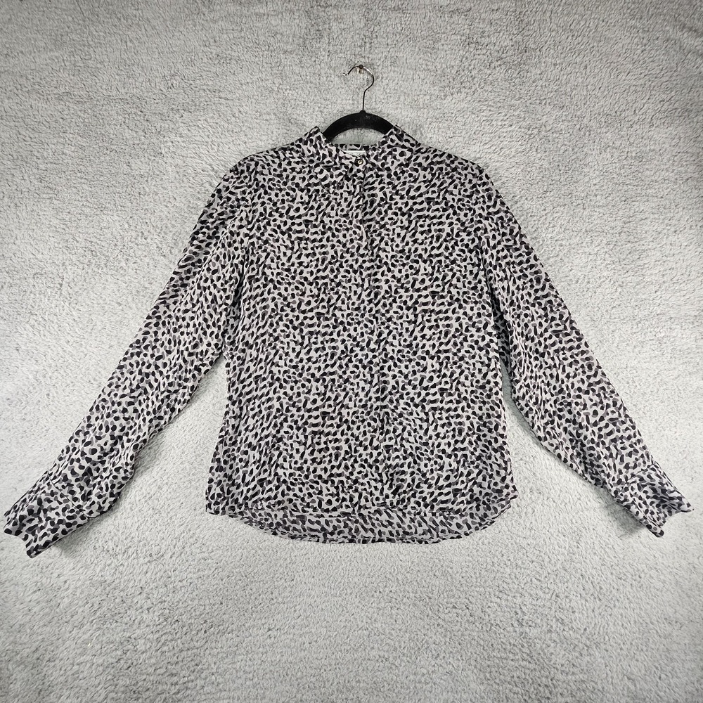 Brooks Brothers Top Womens Size 10 Animal‎ Print 100% Silk Blouse Geometric LS